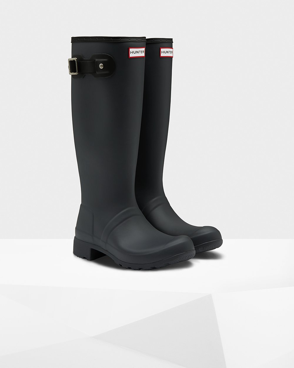 Women Hunter Original Tour Foldable | Tall Rain Boots Black | NZ-31572-TKCY